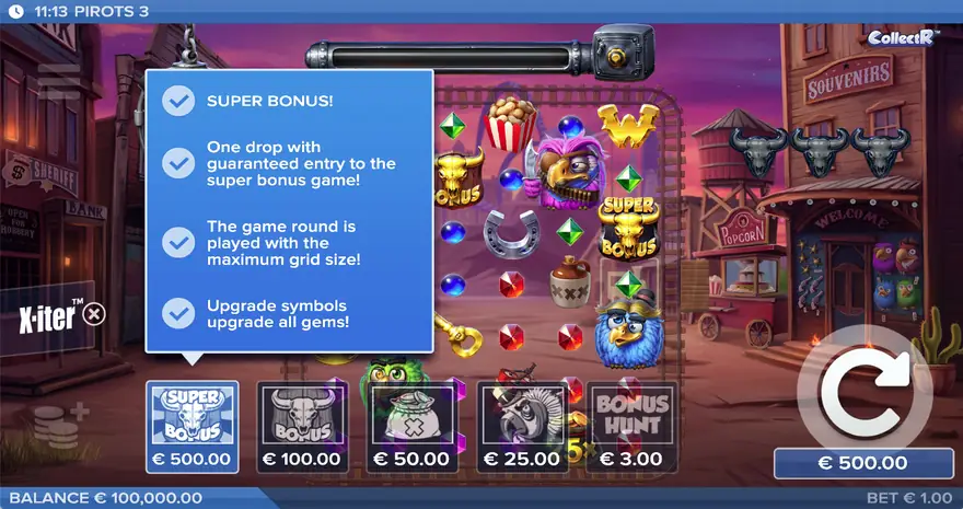 The X-iter bonus buy menu