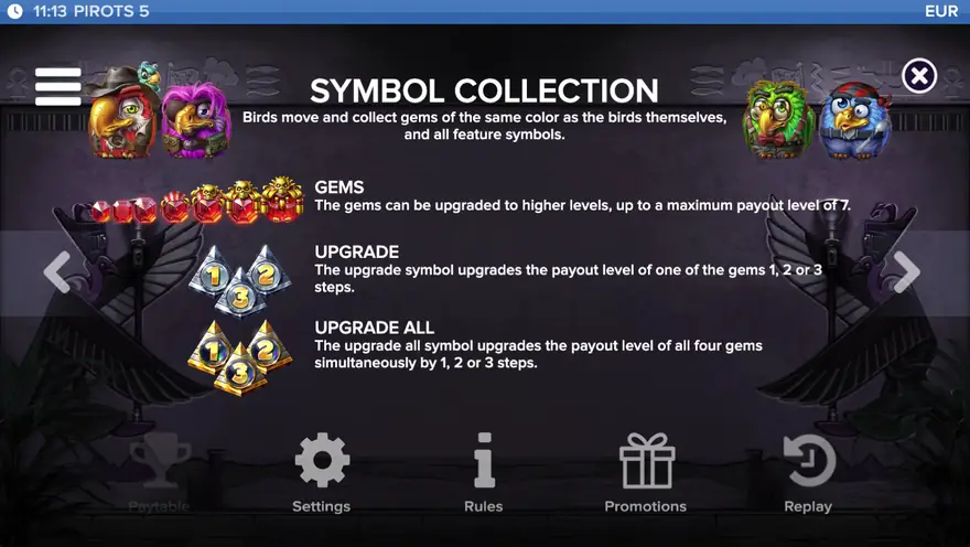 Symbol collection and gem upgrades explained