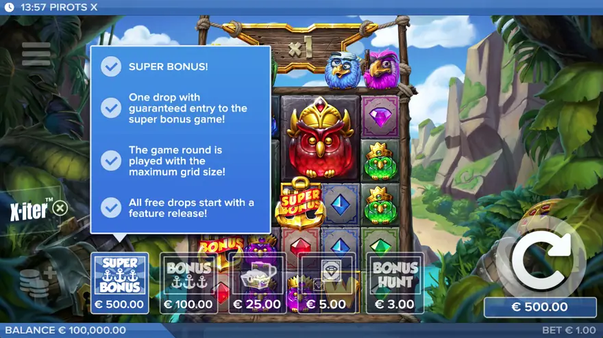 The X-iter bonus buy menu