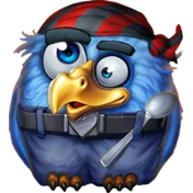 Pirots 5 blue parrot with a bandana