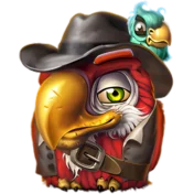 Pirots 5 red parrot in a cowboy hat