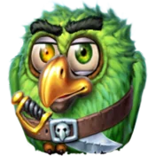 Pirots X green parrot with a cutlass